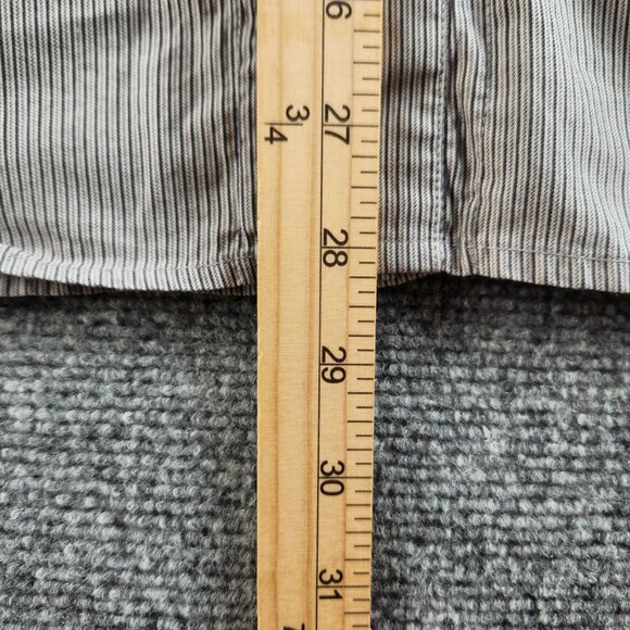 Armani Exchange Large Black White Striped Short Sleeve Pearl Snap Double Collar - Picture 12 of 16